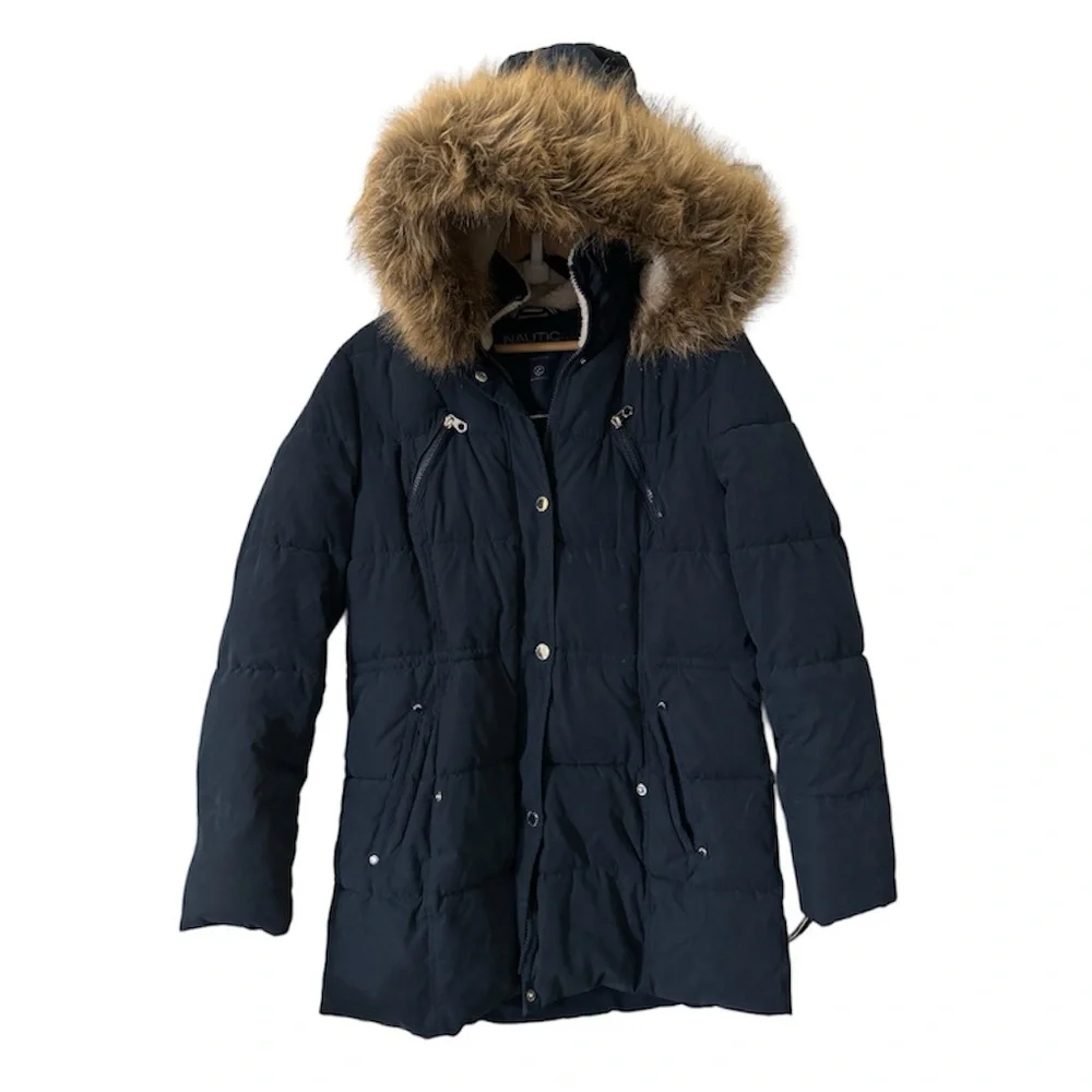 [Nautica] Women's Microfiber Parka Down Coat - Picture 4 of 6